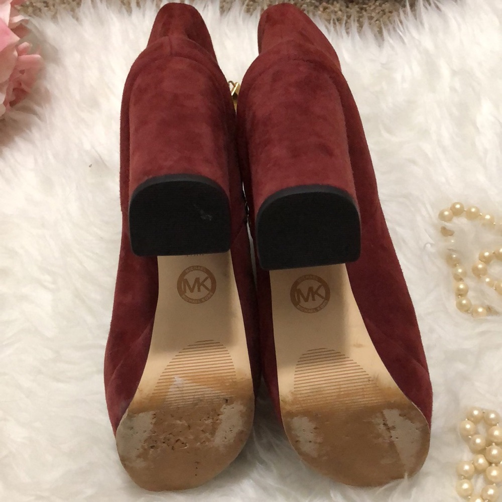 • MICHAEL KORS • Burgundy Suede Platform Ankle Boots • FRENCHIE - Picture 11 of 16